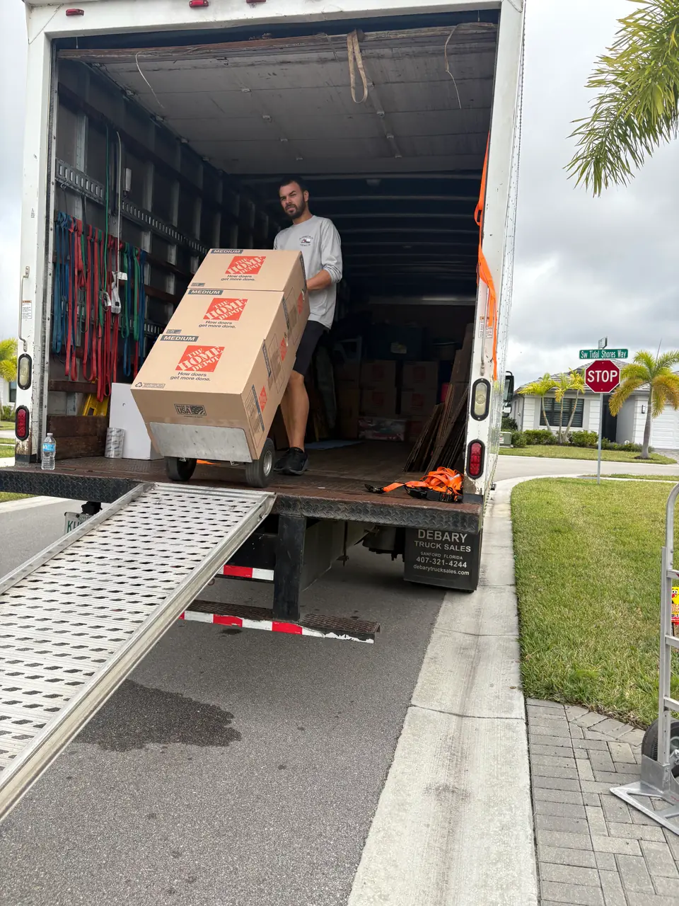 Andersen Moving crew loading boxes onto the truck for a local move